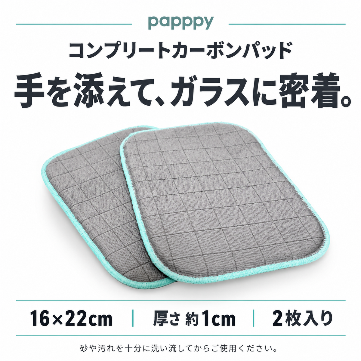 papppyコンプリートカーボンパッド。16×22cm、厚さ約1cm、2枚入り。